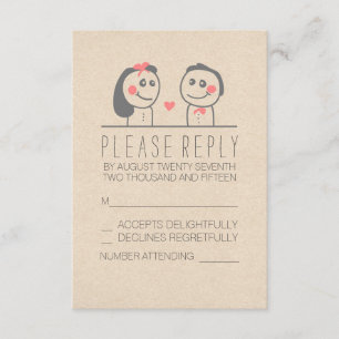 Belles cartes RSVP mariage marié et marié