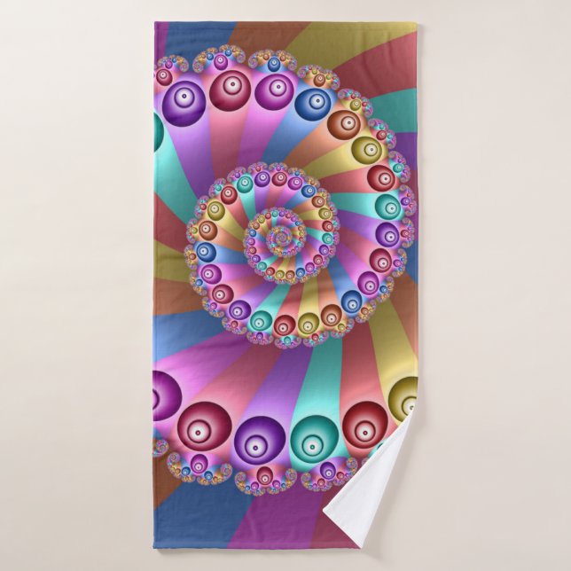 Belles couleurs arc-en-ciel Art fractal Abstrait (Serviette de bain)