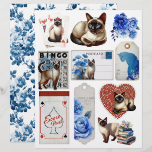 Belles découpes soignées avec chat siamois et rose