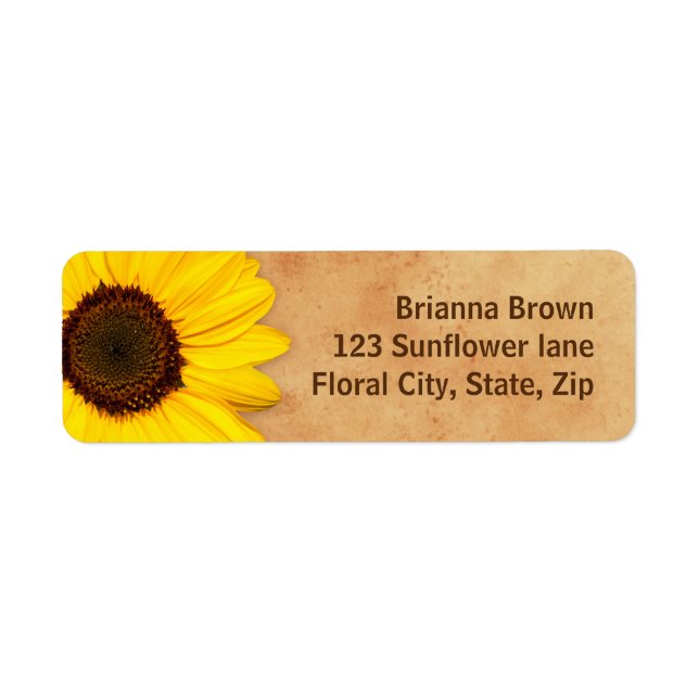 Belles étiquettes d'adresse de retour de tournesol (Devant)