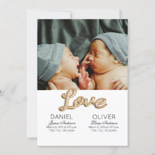 Belles Faire-part de naissance en plumes jumeaux