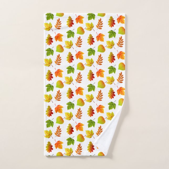 Belles feuilles d'automne sur fond blanc (Serviette à main)