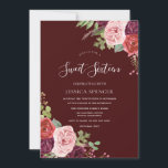 Belles Fleurs Bourgogne Douce 16 Invitation<br><div class="desc">Belle Bourgogne Fleurs Sweet 16 Invitation Voir la collection correspondante en Niche et Nest Store</div>
