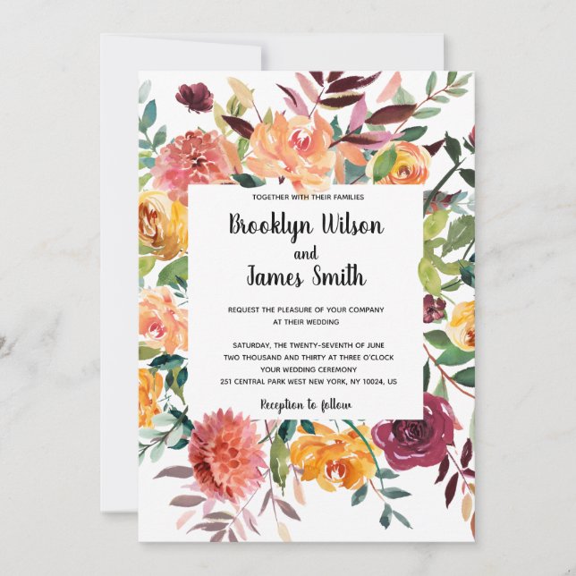 Belles fleurs d'automne Invitations de mariage (Devant)