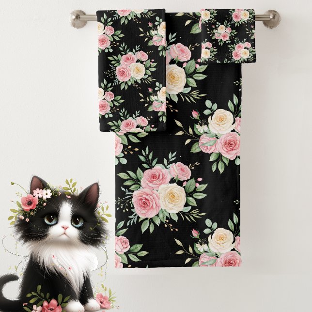 Belles fleurs de couleur pastel sur fond noir (Créateur téléchargé)