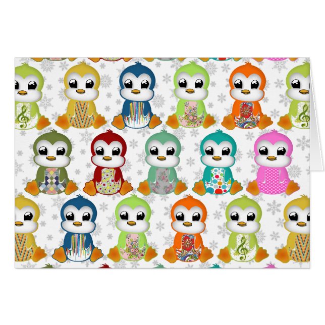 Belles fleurs de pingouins colorés (Devant horizontal)