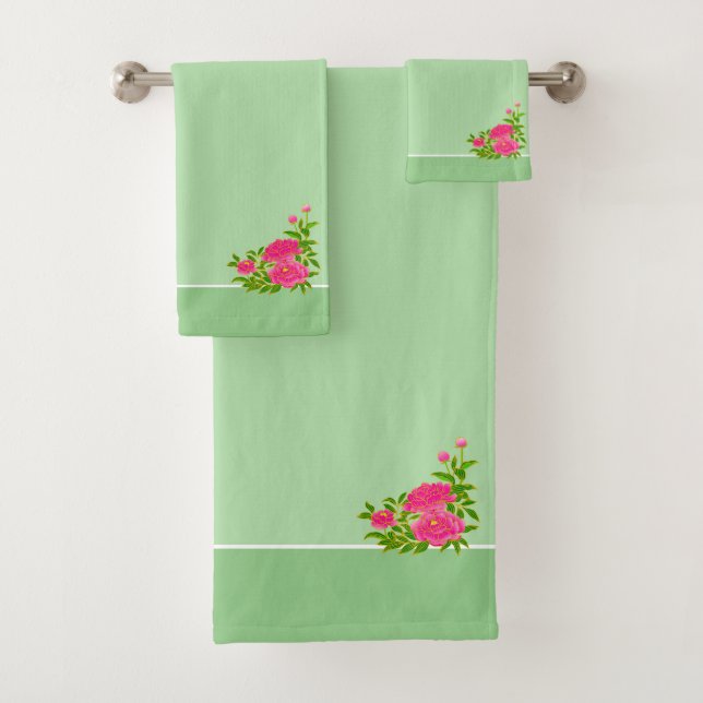 Belles fleurs de pivoine roses & vert olive (En situation)