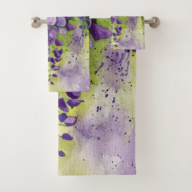 Belles Fleurs De Wisteria En Aquarelle (En situation)
