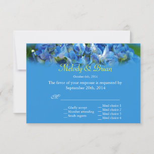 Belles fleurs d'hydrangée bleue mariage RSVP