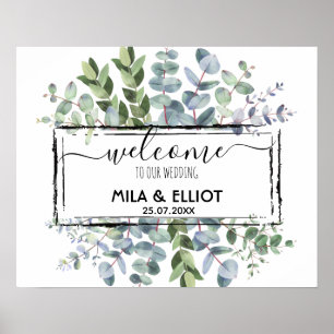 Belles fleurs et affiche d'eucalyptus