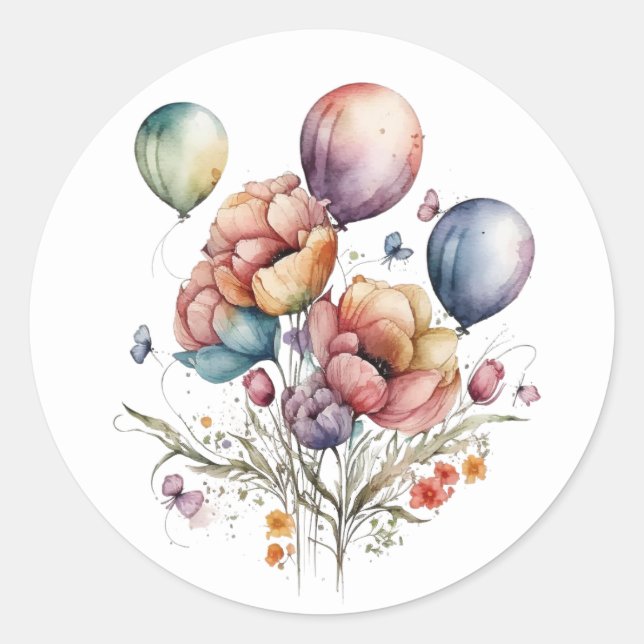 Belles Fleurs et Ballons Autocollants (Devant)
