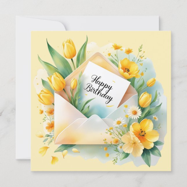 Belles fleurs et carte d'anniversaire. (Devant)