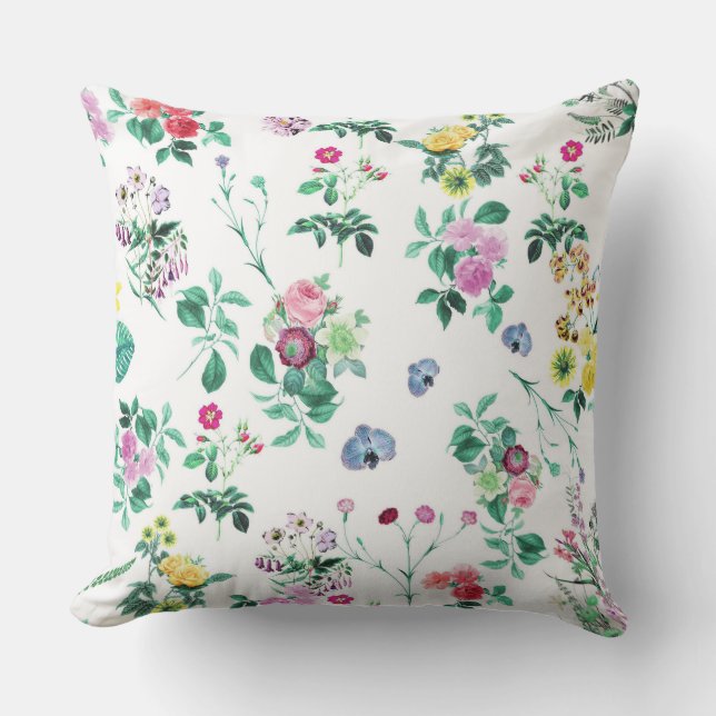Belles fleurs florales colorées Coussin extérieur (Recto)