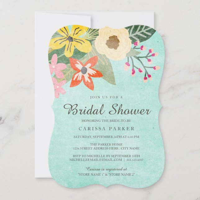 Belles fleurs Invitation de douche nuptiale (Devant)