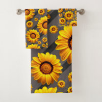 Belles fleurs jaunes sur gris, rayures noires
