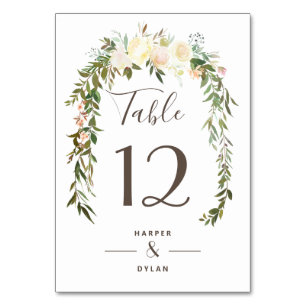 Belles fleurs Numéro de table du Mariage aquarel