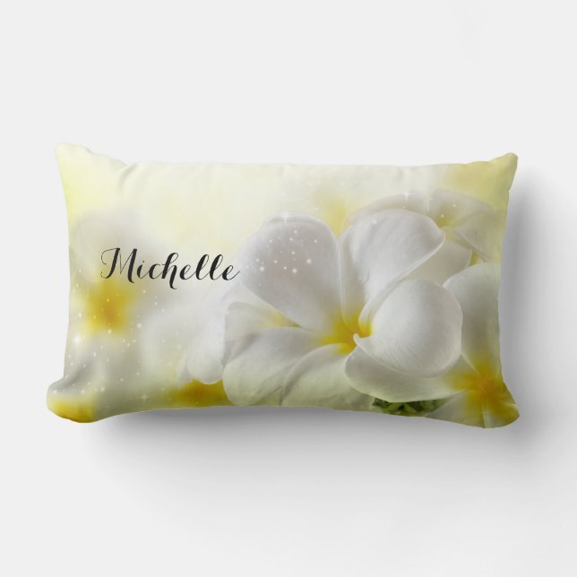 Belles fleurs Plumeria Coussin Lumbar personnalisé (Recto)