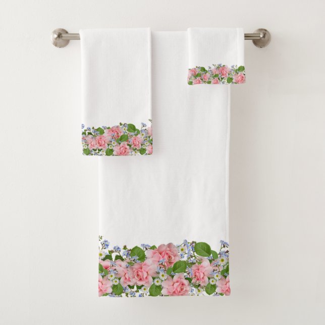 Belles fleurs roses sur fond blanc (En situation)
