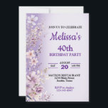 Belles fleurs violettes Invitation fête d'annivers<br><div class="desc">Jolies fleurs violettes,  toute invitation d'anniversaire d'âge,  changer le texte vous-même lorsque vous commandez</div>