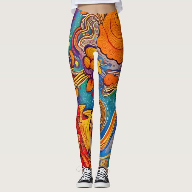 Belles Leggings abstraits traditionnels (Devant)