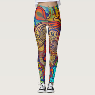 Belles Leggings d'Art Abstrait Traditionnel