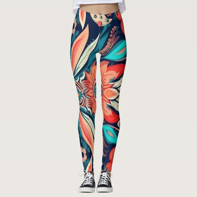Belles Leggings d'Art Abstrait Traditionnel (Devant)