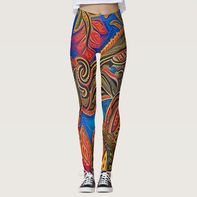 Belles Leggings d'Art Abstrait Traditionnel (Devant)