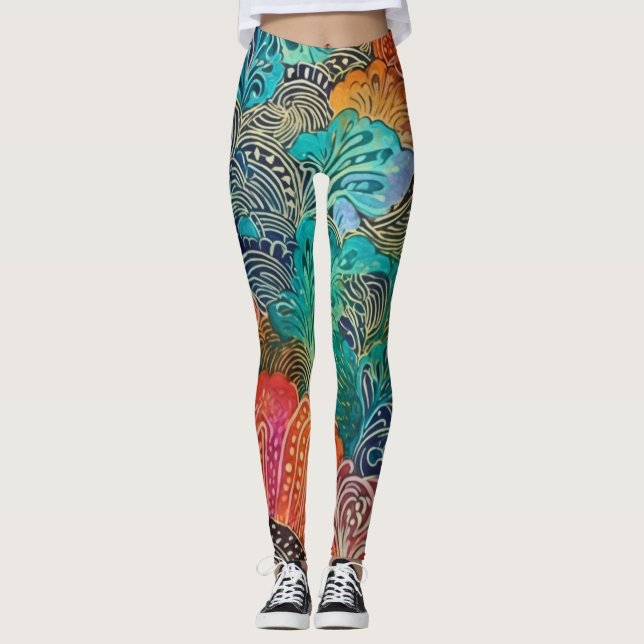 Belles Leggings d'Art Abstrait Traditionnel (Devant)