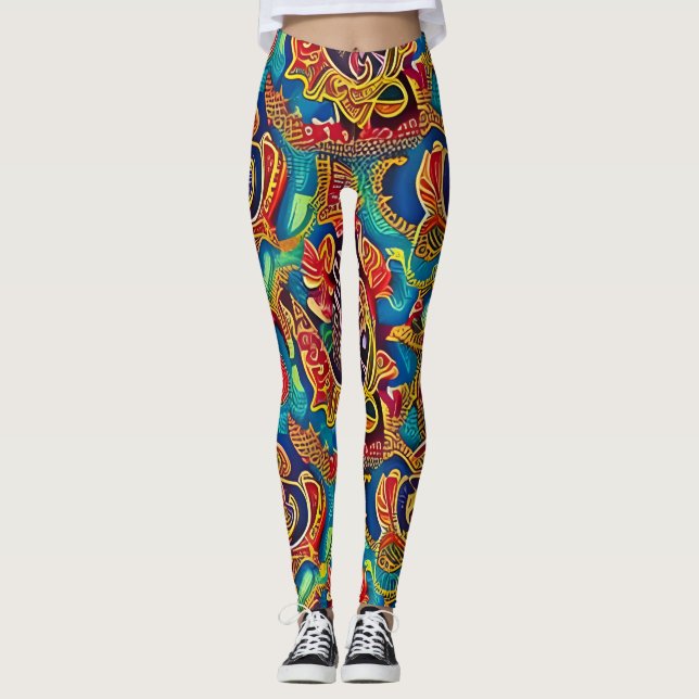 Belles Leggings d'Art Abstrait Traditionnel (Devant)