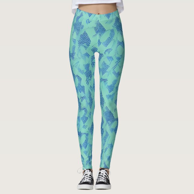 Belles Leggings d'Art Abstrait Traditionnel (Devant)
