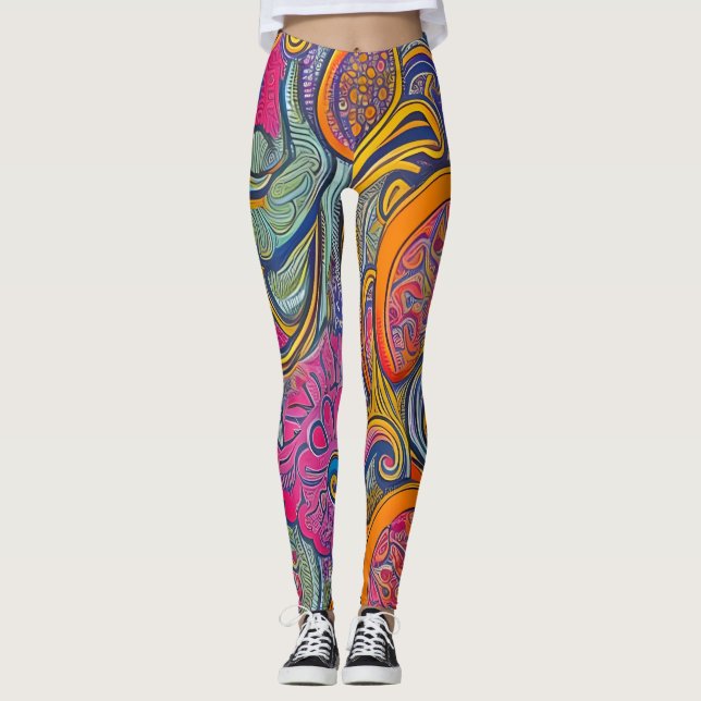 Belles Leggings d'Art Abstrait Traditionnel (Devant)