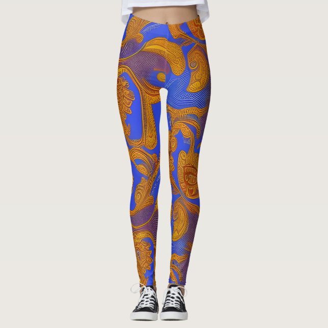 Belles Leggings d'Art Abstrait Traditionnel (Devant)