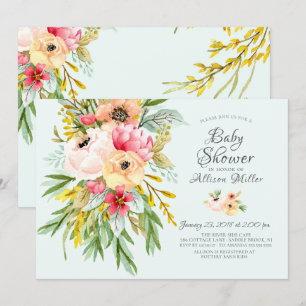 Belles pivoines Floral Baby Shower Invitations