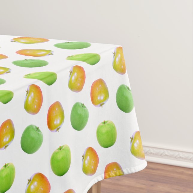Belles pommes vertes sur nappe blanche (In Situ)
