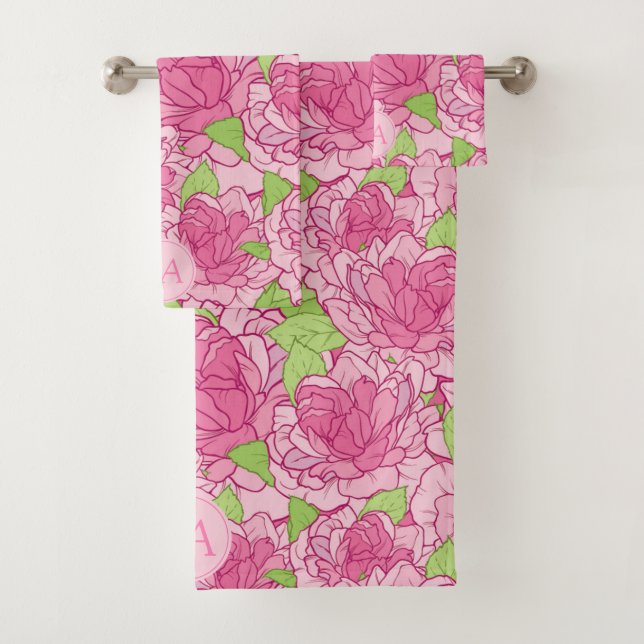 Belles Roses Roses Pâles Monogrammées (En situation)