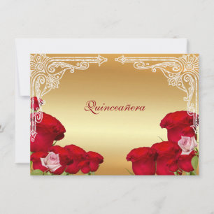 Belles Roses Rouges, Quinceanera, Invitation