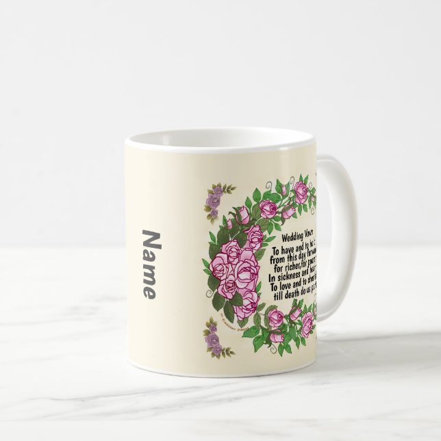 Belles tasses de Mariage Rose Vows (Devant droit)