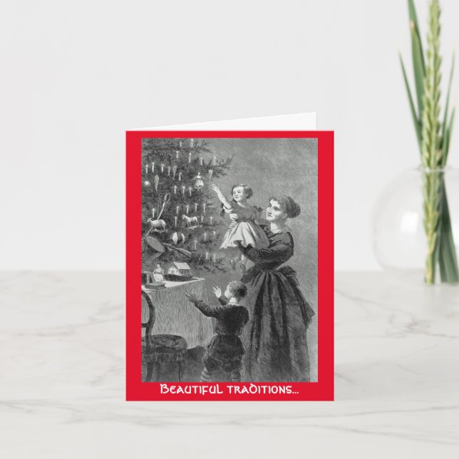 Belles traditions Noël Arbre carte de voeux (Devant)
