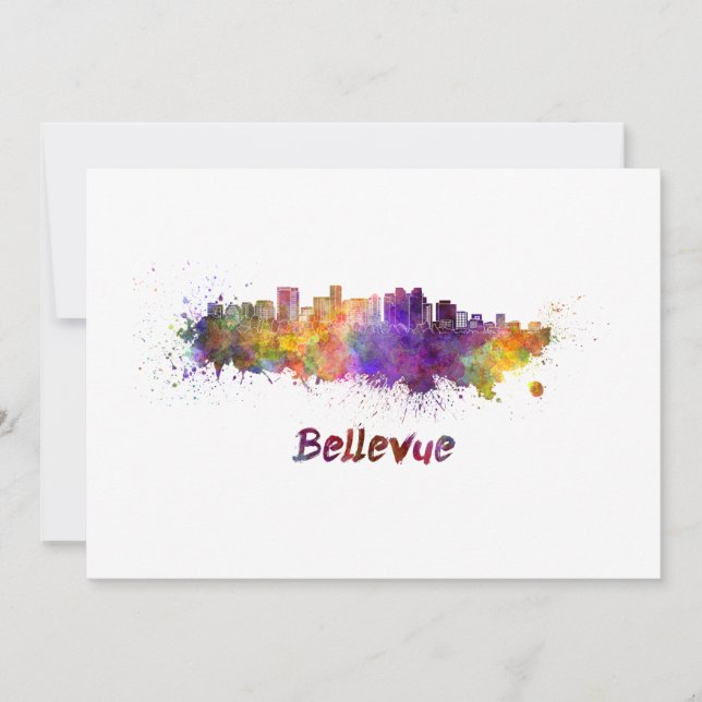 Bellevue skyline in watercolor (Devant)