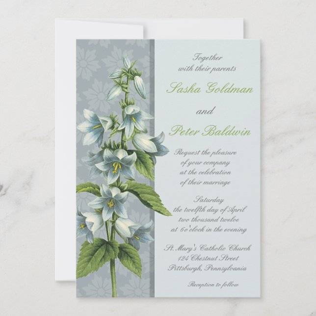 Bellflower Floral Faire-part de mariage (Devant)