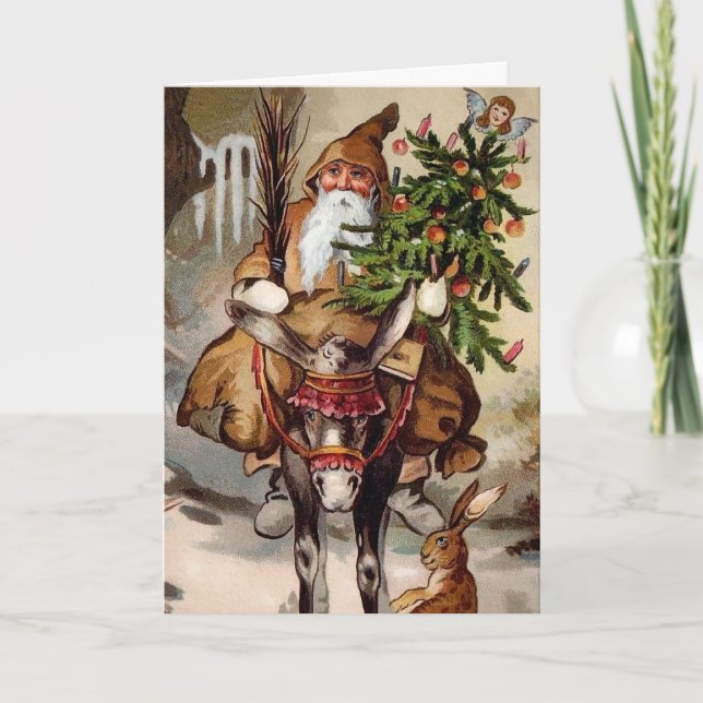 Belsnickel vintage sur une carte de Noël Mule (Devant)