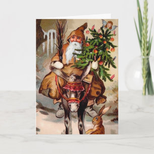 Belsnickel vintage sur une carte de Noël Mule