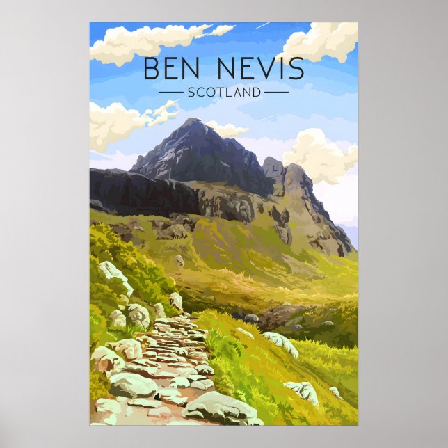 Ben Nevis Affiche de voyage en Écosse Jour (Devant)