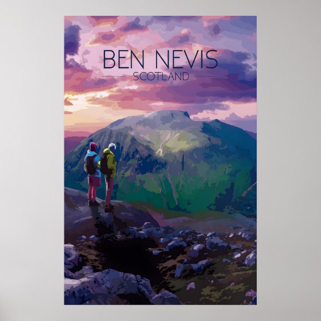 Ben Nevis Écosse Affiche de voyage Nuit (Devant)