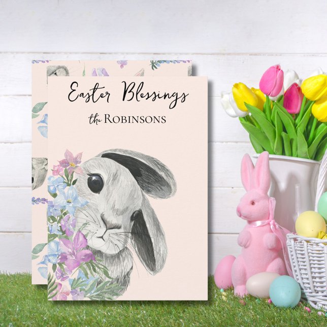 Bénédiction de Pâques Curieux lapin de Pâques Pêch (Créateur téléchargé)