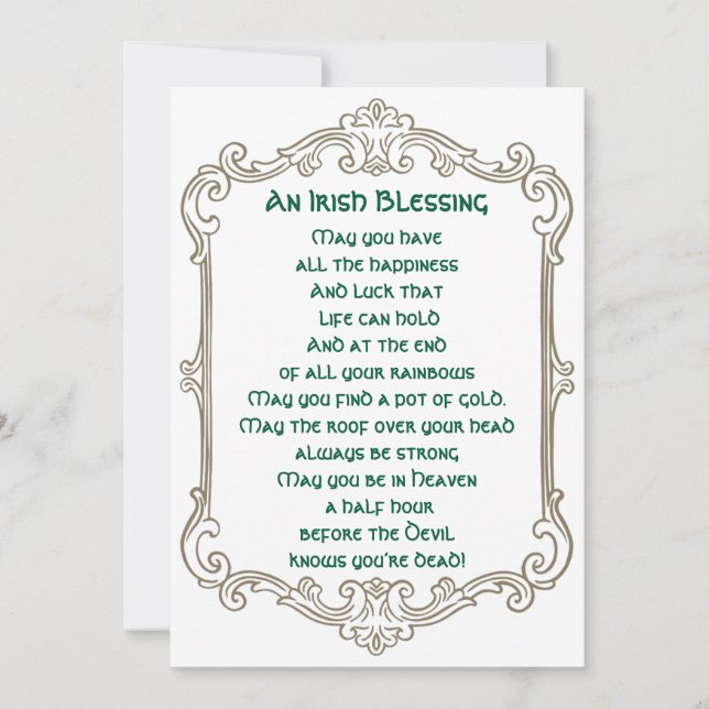 Bénédiction irlandaise vintage Carte de vœux de la (Devant)