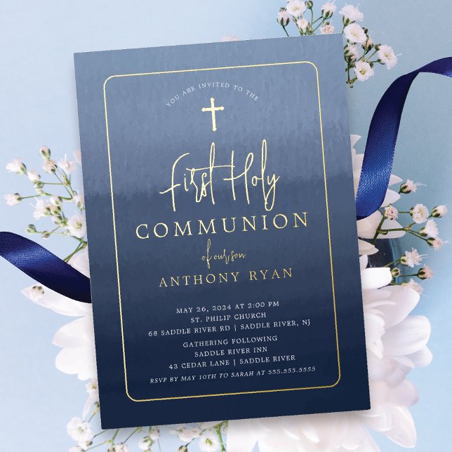 Bénédictions bleues Première communion Invitation (Créateur téléchargé)