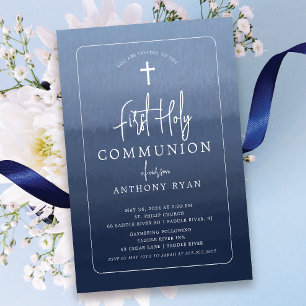 Bénédictions bleues Première communion Invitation