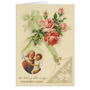 Bénédictions d'anniversaire Jésus St Joseph Floral