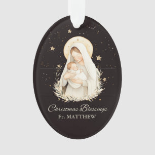 Bénédictions de Noël du prêtre Madonna Enfant Noir
